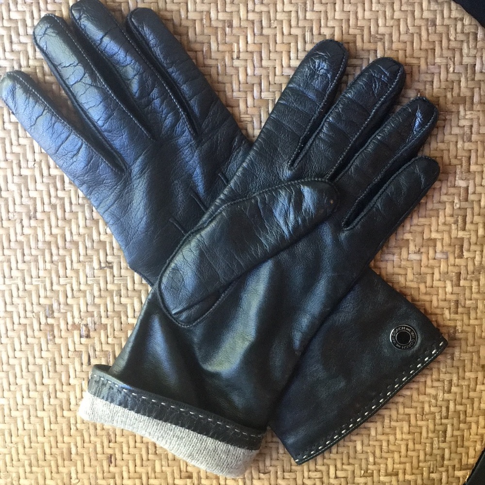Leather and cashmere Coach gloves - women’s